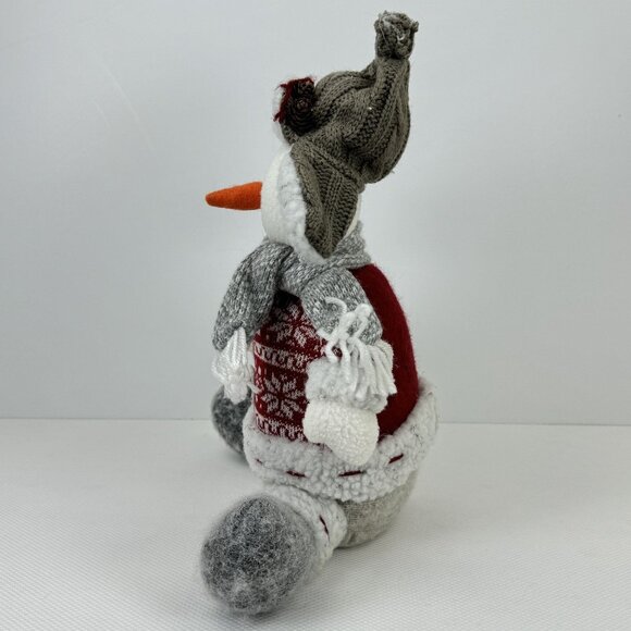 Handmade Snowman Plush Doll Knit Hat Sweater and Scarf Weighted Winter Decor 13" - Picture 3 of 10